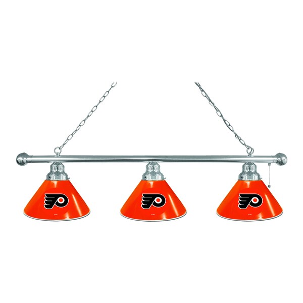 Philadelphia Flyers 3 Shade Billiard Light, Orange Shade, Chrome Fixture